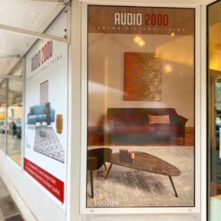 Schaufensterfolierung für AUDIO2000 in Wuppertal.